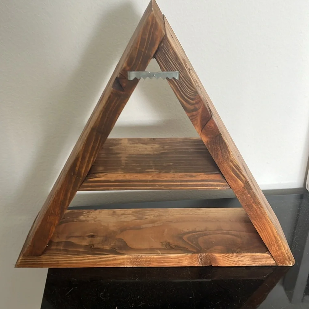 Handmade wooden triangle wall shelf